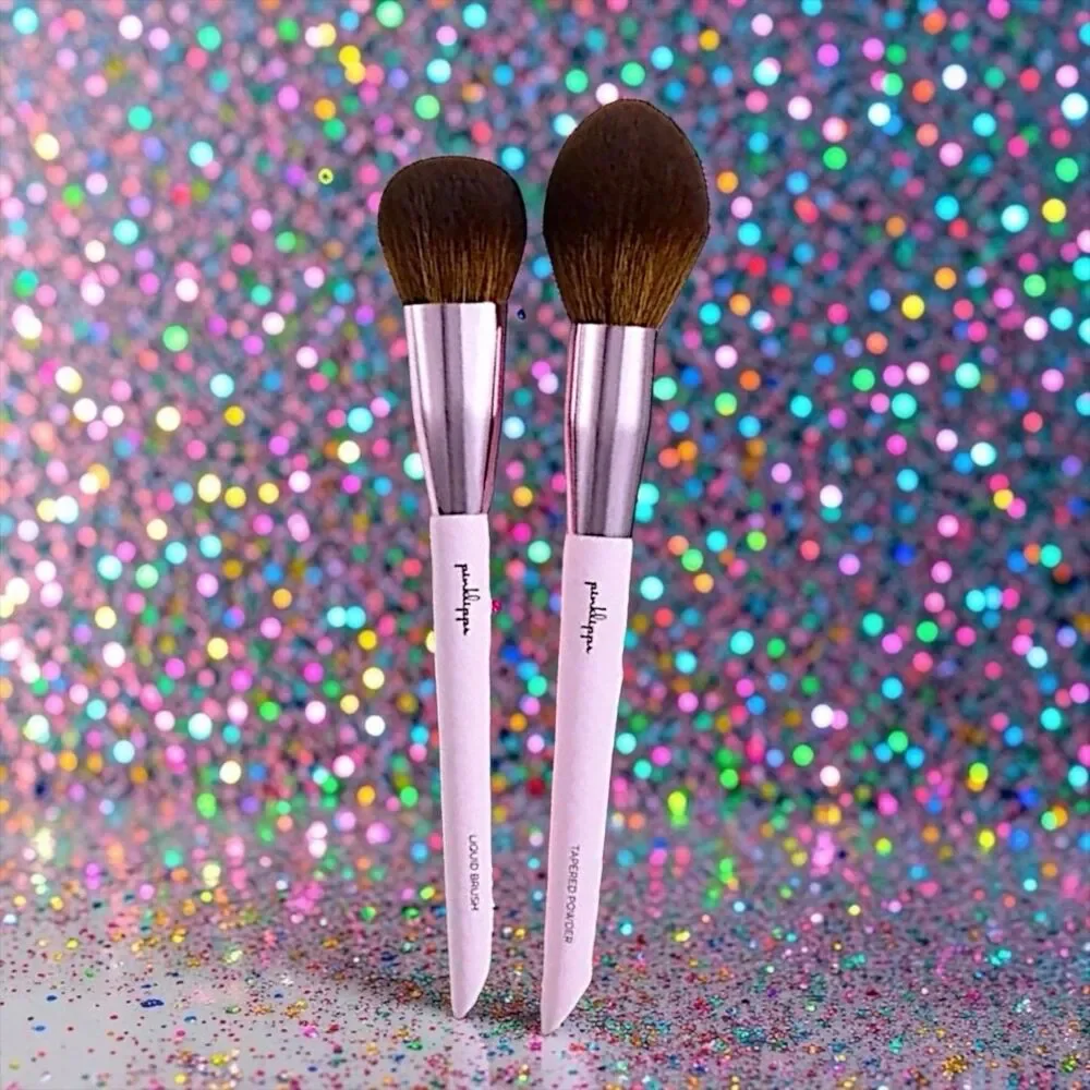 PinkLipps Cosmetics Makeup Brush Set Liquid Brush & Tapered Brush Set NWOB